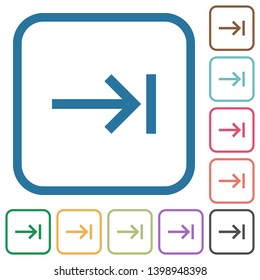 Keyboard tab simple icons in color rounded square frames on white background