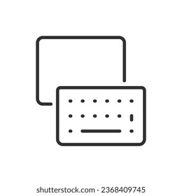 Teclado para tableta, icono lineal. Accesorios adicionales. Línea con trazo editable