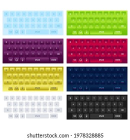 Keyboard template in touchscreen device with numbers and letters. User Keypad Interface.