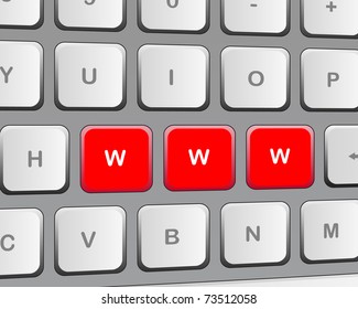 Teclado con tres botones rojos "w"