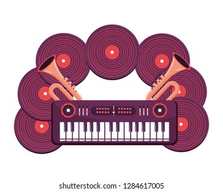 keyboard with trumpets