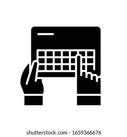 Keyboard typing black icon, concept illustration, vector flat symbol, glyph sign.