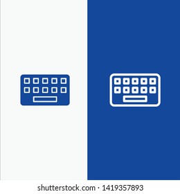 KeyBoard, Typing, Board, Key Line and Glyph Solid icon Blue banner Line and Glyph Solid icon Blue banner