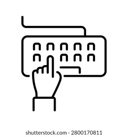 Keyboard typing icon. Technology and input devices line symbol. Black and white.