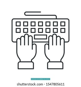 Keyboard typing icon vector illustration logo template for many purpose. Isolated on white background.