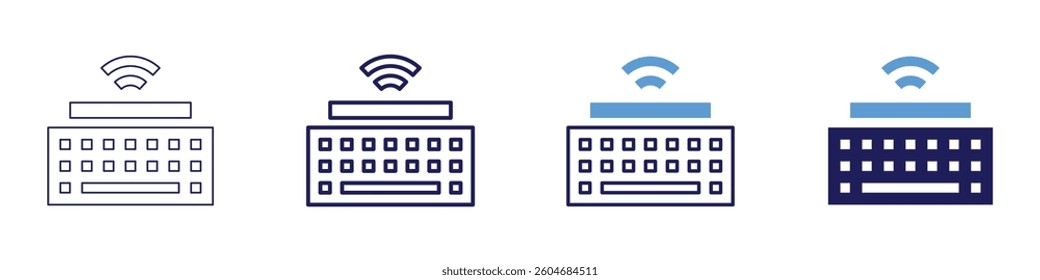 Keyboard typing speed icon in 4 different styles. Thin Line, Line, Bold Line, Duotone. Duotone style. Editable stroke.