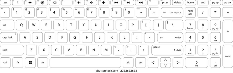 Keyboard vector black and white modern hp laptop keyboard