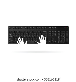 keyboard vector with hand illustration