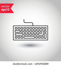 Keyboard vector icon. Keyboard linear sign. Computer keyboard icon. EPS 10 clavier flat symbol.