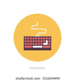 Keyboard vector icon. Keyboard linear sign. Computer keyboard icon. Yellow theme concept