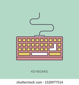 Keyboard vector icon. Keyboard linear sign. Computer keyboard icon. solid color with outline concept.