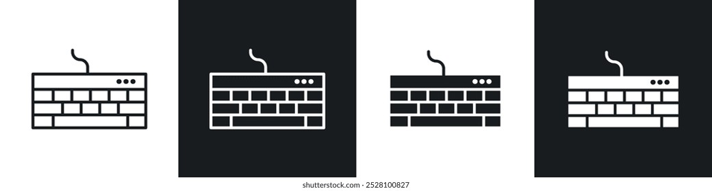 Conjunto de iconos de Vector de teclado en blanco y negro