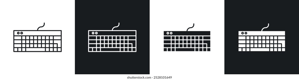 Keyboard vector icon set in black and white