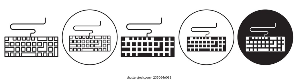 Keyboard vector icon. Symbol of computer qwerty input device to type letters using alphabets and numerical. Vector set of laptop or pc data typing keypad. Flat outline web app ui logo of office work