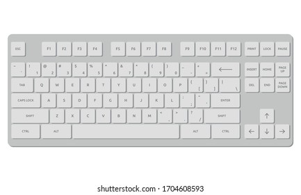 keyboard, vector illustration, gray keyboard on white background