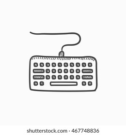 Icono de esbozo del vector de teclado aislado en el fondo. Icono de teclado dibujado a mano. Icono de esbozo de teclado para infografía, sitio web o aplicación.