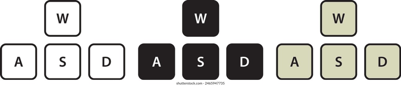 Botones WASD de teclado en estilo alineado y coloreado. ilustración de Vector