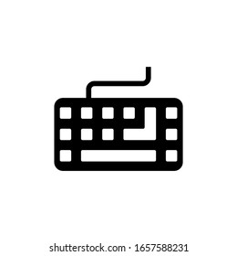 Keyboard wire icon in black solid flat design icon isolated on white background