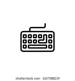 Keyboard wire icon in linear, outline icon isolated on white background