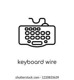 Keyboard Wire icon. Trendy modern flat linear vector Keyboard Wire icon on white background from thin line hardware collection, editable outline stroke vector illustration