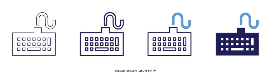 Keyboard wrist support icon in 4 different styles. Thin Line, Line, Bold Line, Duotone. Duotone style. Editable stroke.