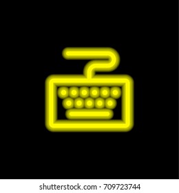 Keyboard yellow glowing neon ui ux icon. Glowing sign logo vector