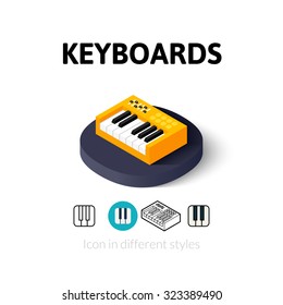 Keyboards icon, vector symbol in flat, outline and isometric style