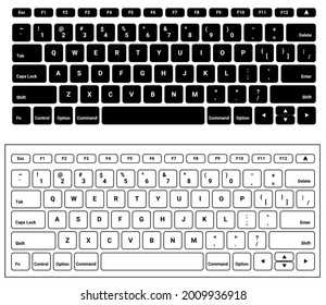 Keyboards laptop computer. Black and white button version. Vector illustration 