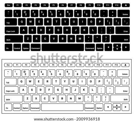 Keyboards laptop computer. Black and white button version. Vector illustration 