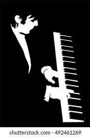 Keyboards man of jazz on black background