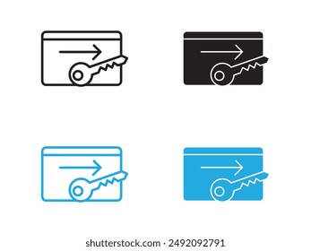 Keycard access icon black and white vector outline sign