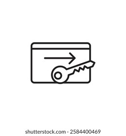 Keycard access icon black and white vector outline sign