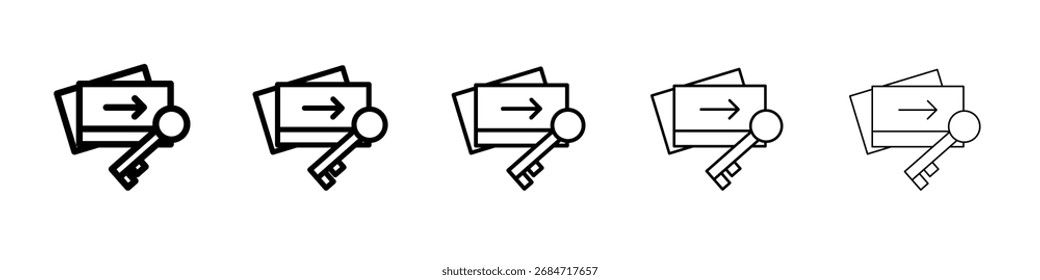 Keycard access icon black and white vector sign