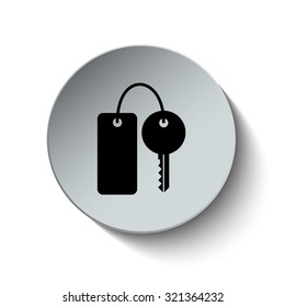 Keycard icon. Hotel Key icon. Rounded button. Vector Illustration. EPS10