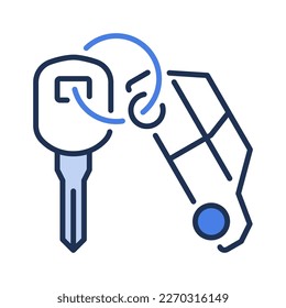 Keychain and Car Key vector Rental concept blue icon or design element