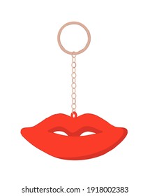 Keychain holder with lips mouth pendant isolated on white
