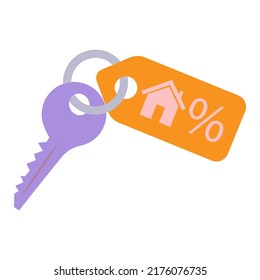 Keychain icon with keys, flat color illustration. Vector isolated on a white background.