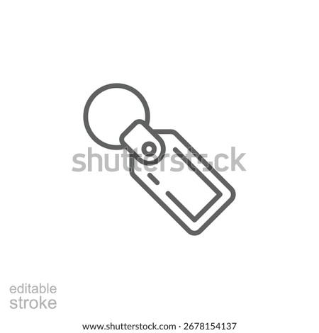 Keychain icon. Simple outline style. Key, chain, keyring, ring, car, house, home, hotel, label concept. Thin line symbol. Isolated design editable stroke.