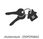 Keychain with keys on the ring graphic icon. Estate keys sign isolated on white background. Vector illustration