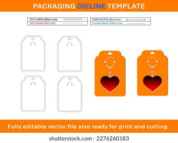 Keychain Locket Card, Dieline Template