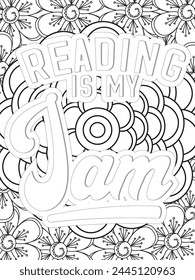 Keychain Quotes Flower Coloring Page Beautiful black and white illustration for adult coloring book