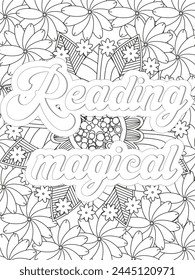 Llavero Citas Flor Colorear Página Hermosa ilustración en blanco y negro para libro de colorear para adultos