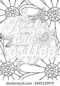 Keychain Quotes Flower Coloring Page Beautiful black and white illustration for adult coloring book