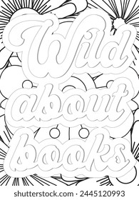 Keychain Quotes Flower Coloring Page Beautiful black and white illustration for adult coloring book