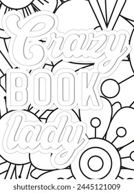 Keychain Quotes Flower Coloring Page Beautiful black and white illustration for adult coloring book