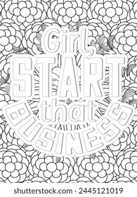 Keychain Quotes Flower Coloring Page Beautiful black and white illustration for adult coloring book