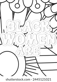 Keychain Quotes Flower Coloring Page Beautiful black and white illustration for adult coloring book