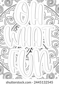 Keychain Quotes Flower Coloring Page Beautiful black and white illustration for adult coloring book