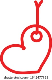 Corazón rojo de la cadena de claves, ilustración, vector sobre fondo blanco