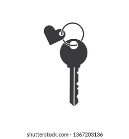 Keychain, trinket for keys as heart vector sketch icon isolated on background.